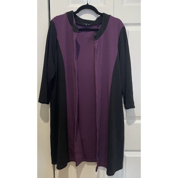 Vtg Slinky Brand Womens Open Front Cardigan Size 2X Colorblock Duster Flowy Bold - Picture 1 of 10